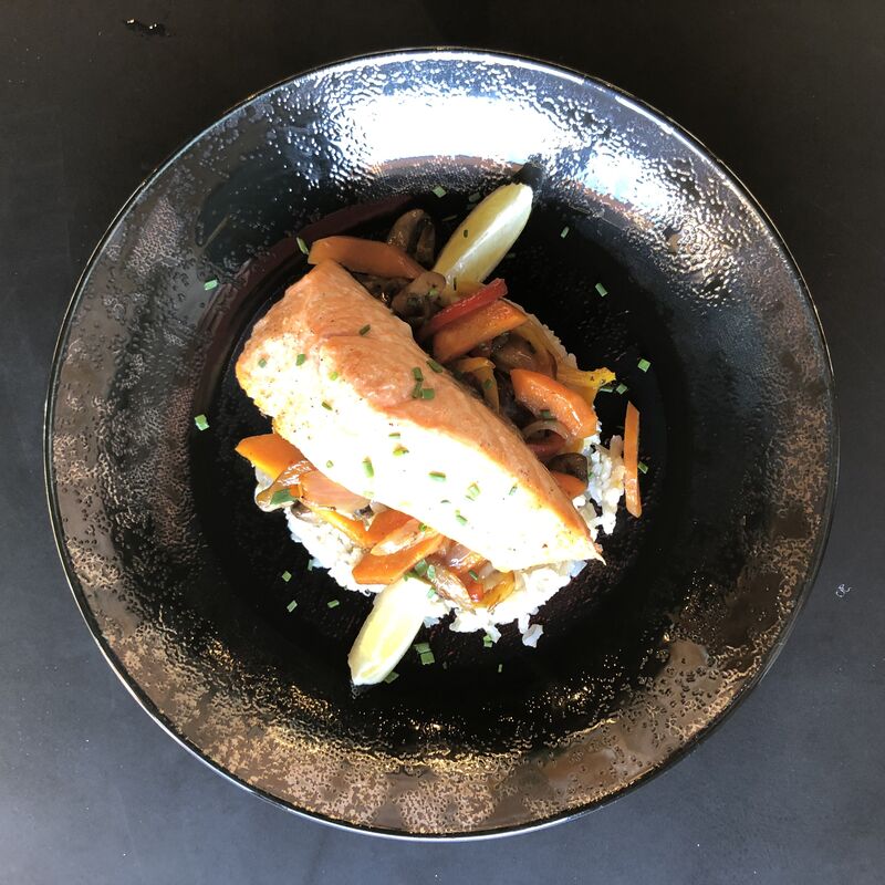 Plat du jour
Pavé de saumon petits légumes et riz