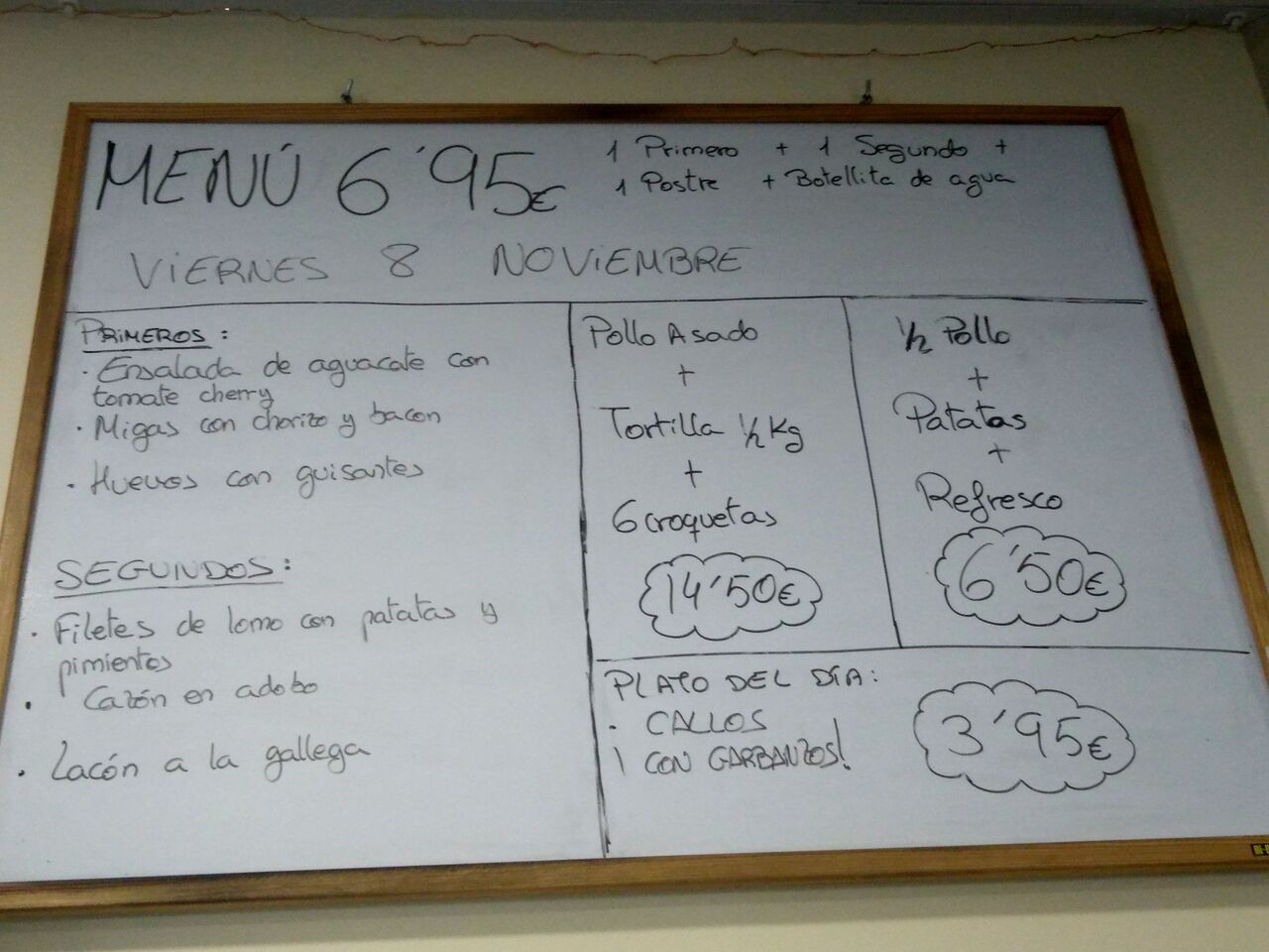 Menú 8 de Noviembre 