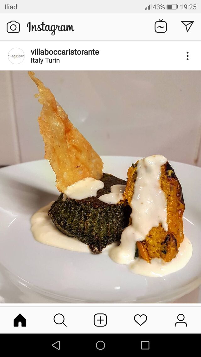 Flan di spinaci, zucca e fonduta di toma