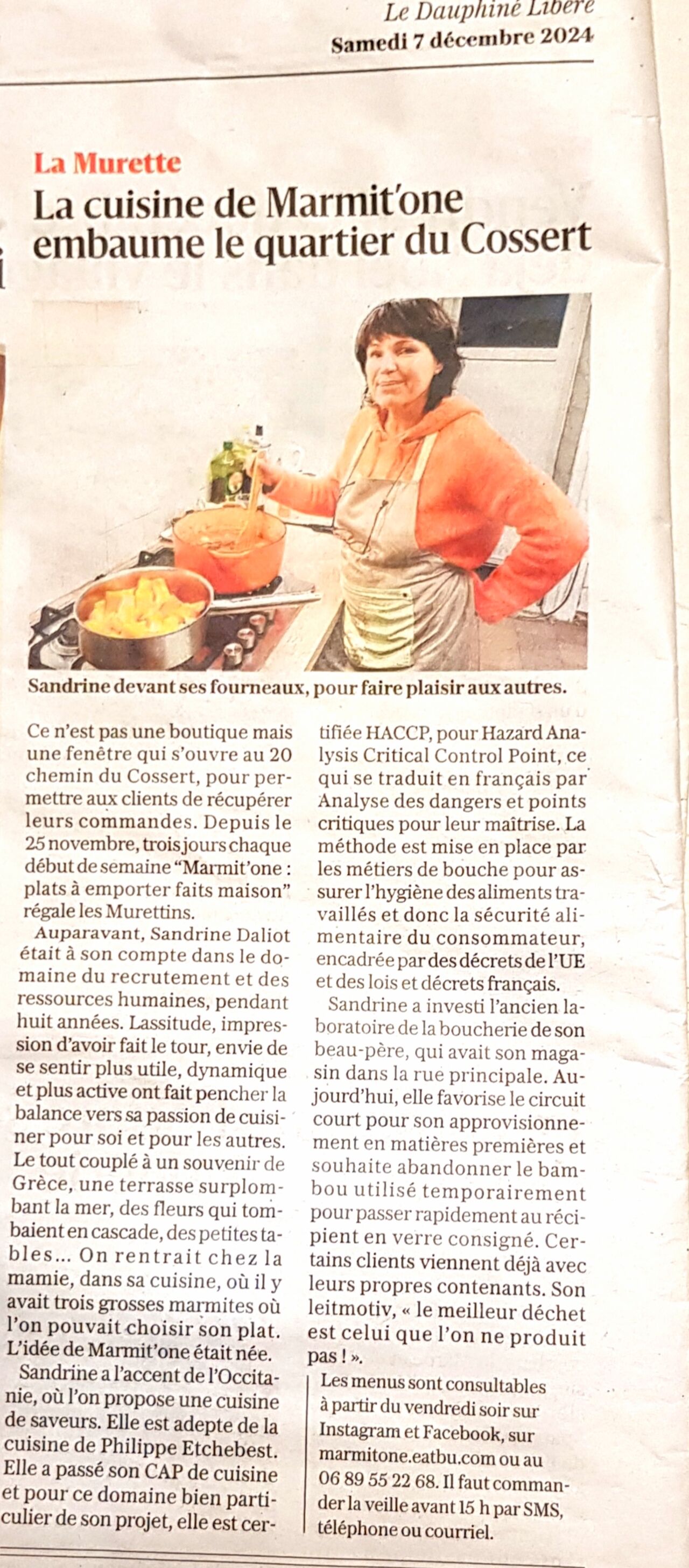 Article du Dauphine libéré du 7/12/24