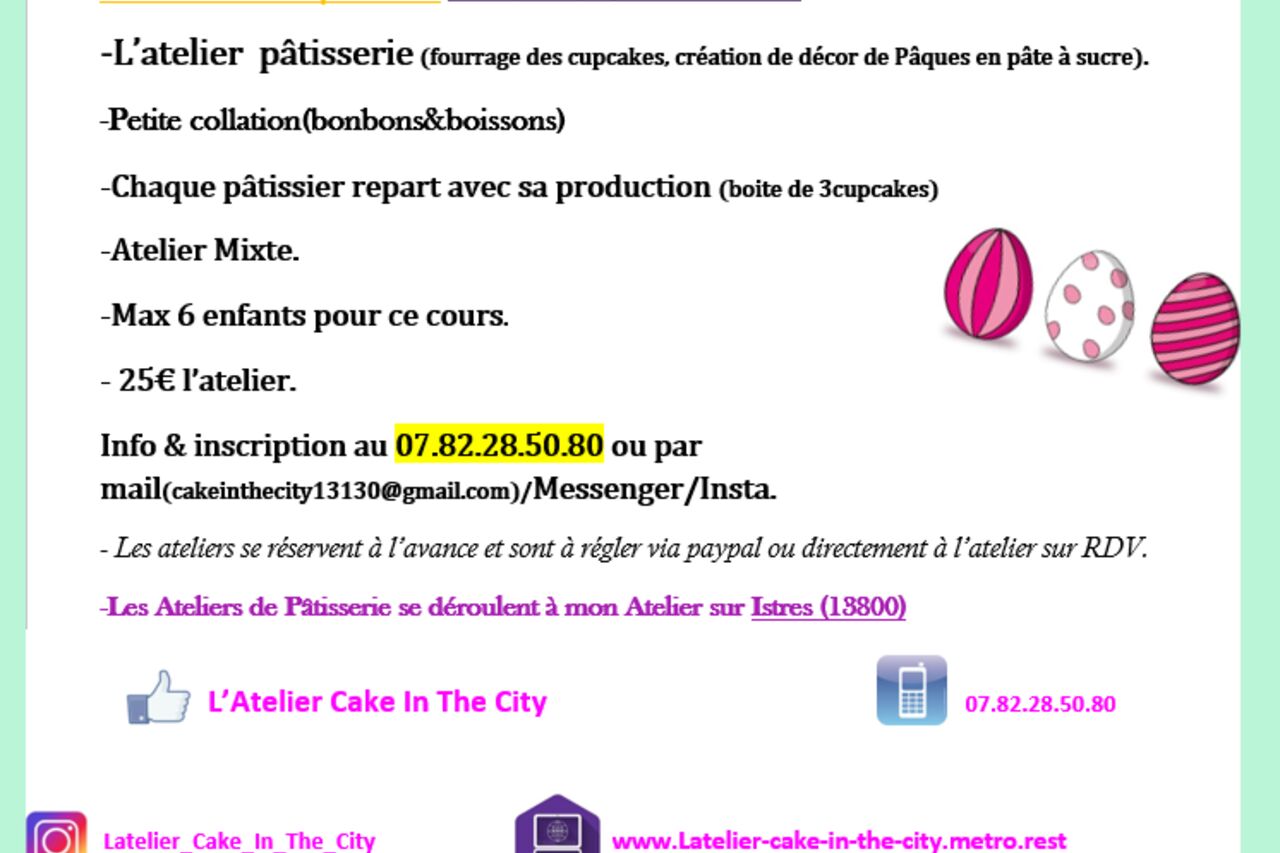 Atelier Pâtisserie enfant : Cupcakes de Pâques Samedi 30 Mars 2024