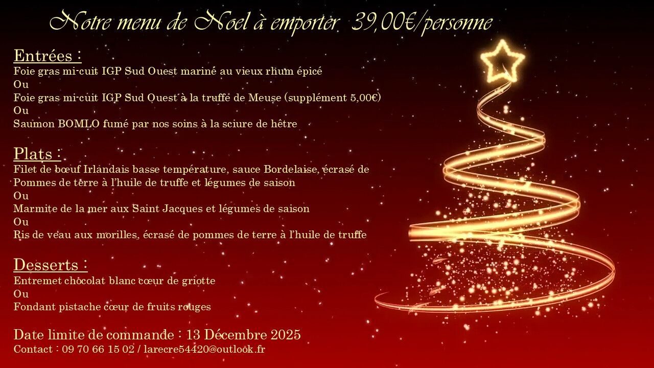 NOTRE MENU DE NOEL A EMPORTER