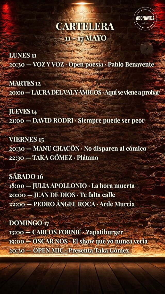 Cartelera del 11 al 17 mayo