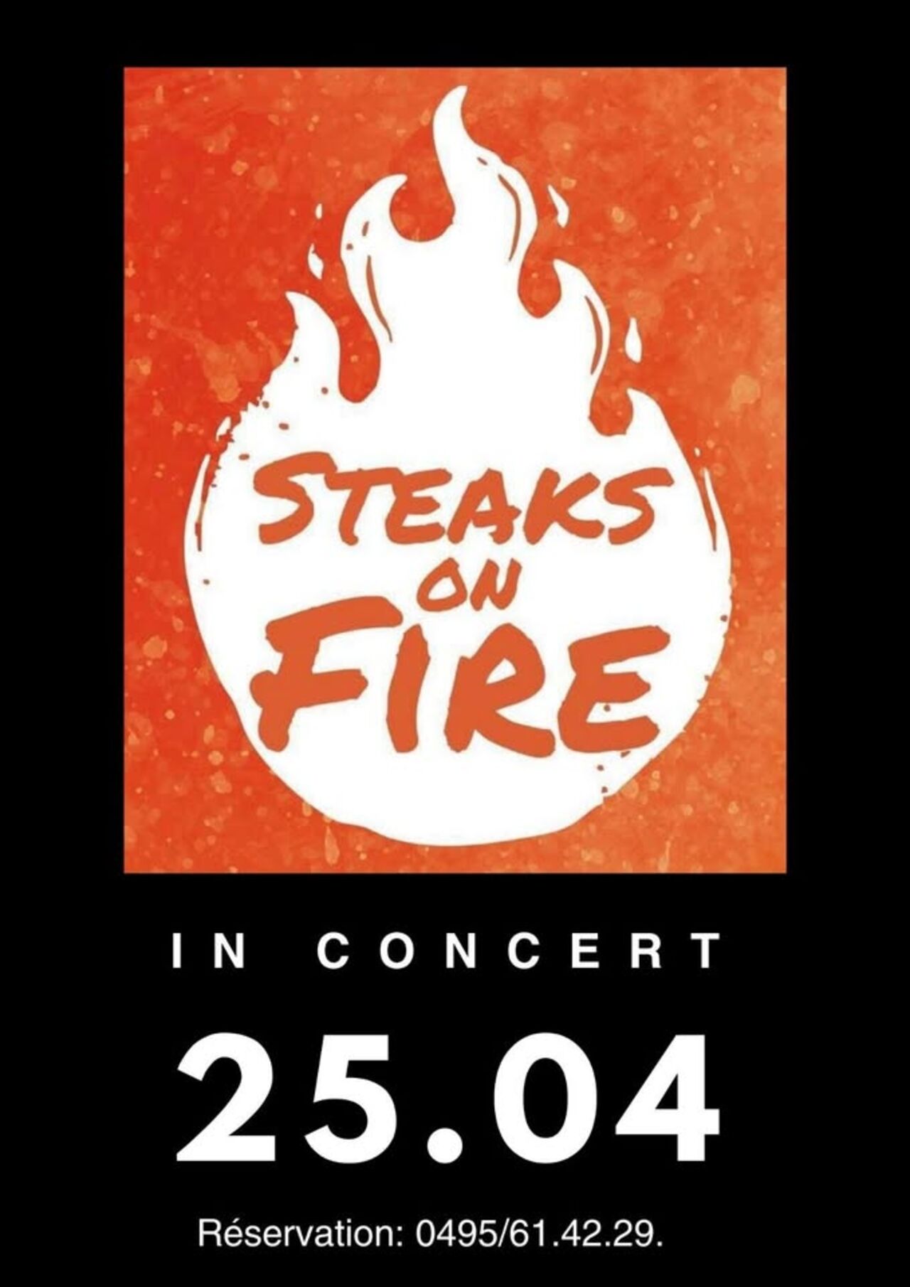 Steaks on fire in concert