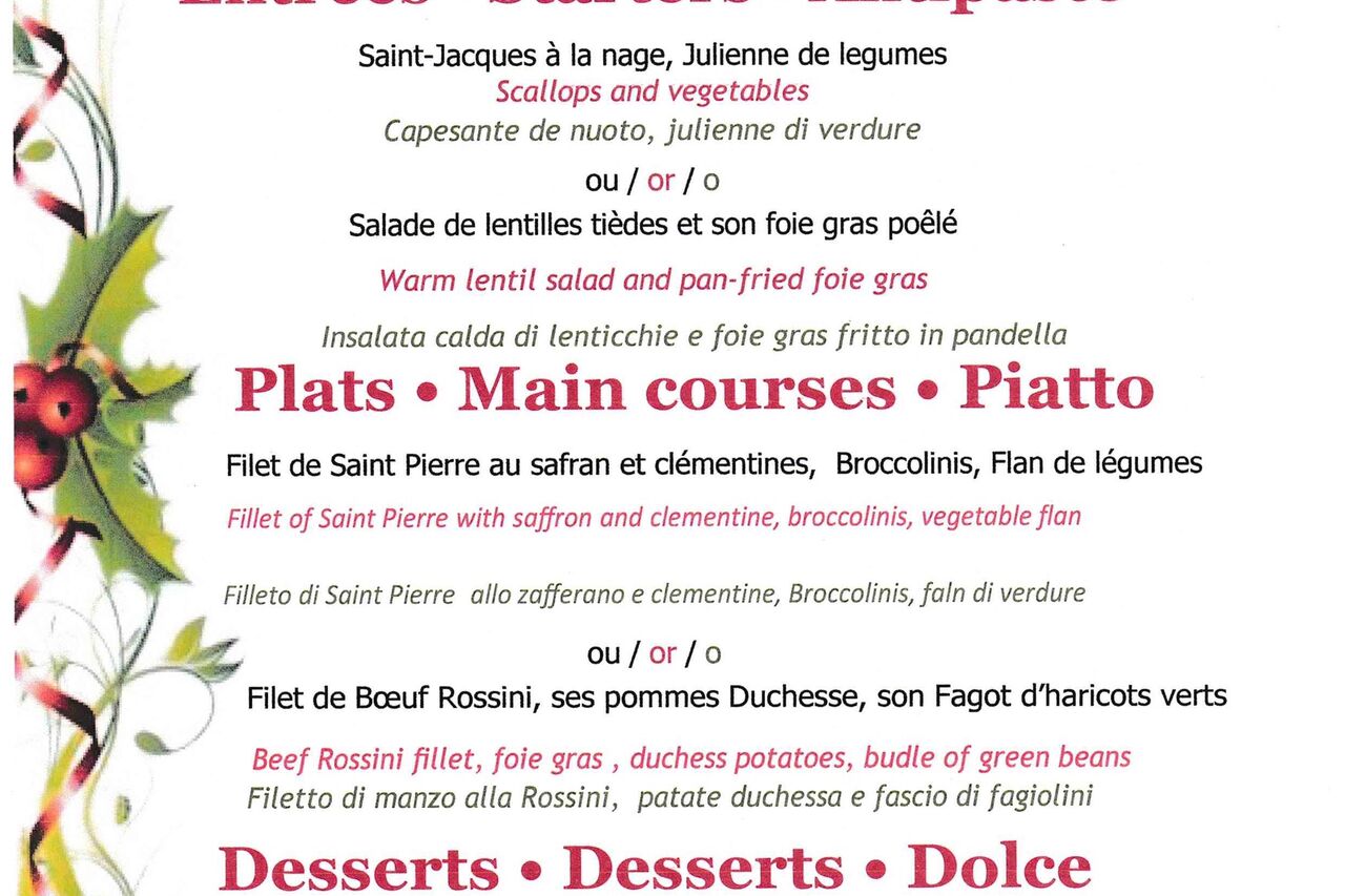 Menu de Noël 25/12/21