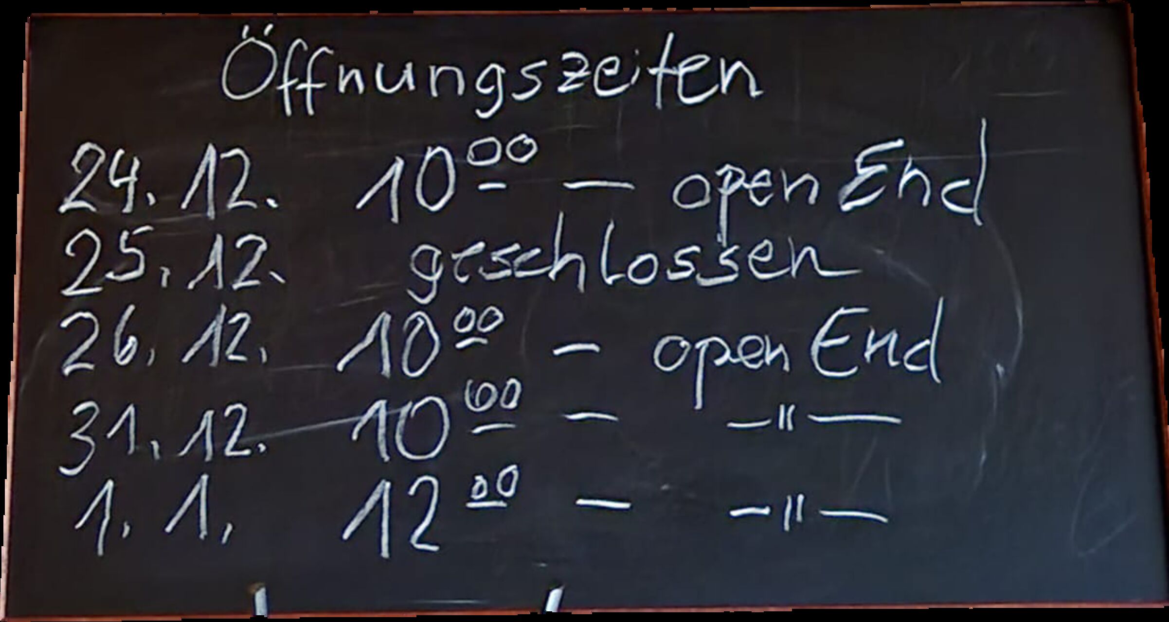 Öffnungszeiten Feiertage