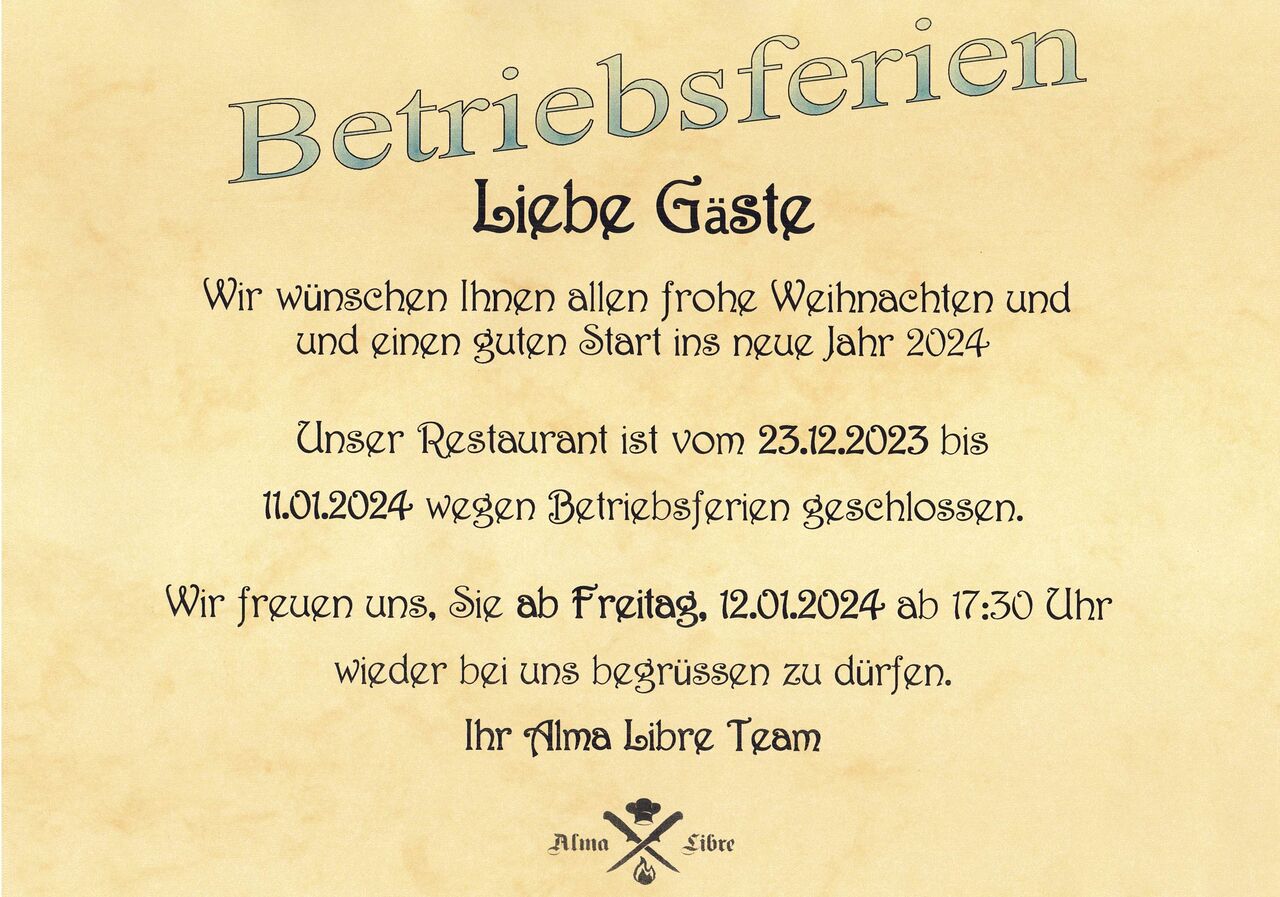 Betriebsferien vom 23.12.23-11.01.2024