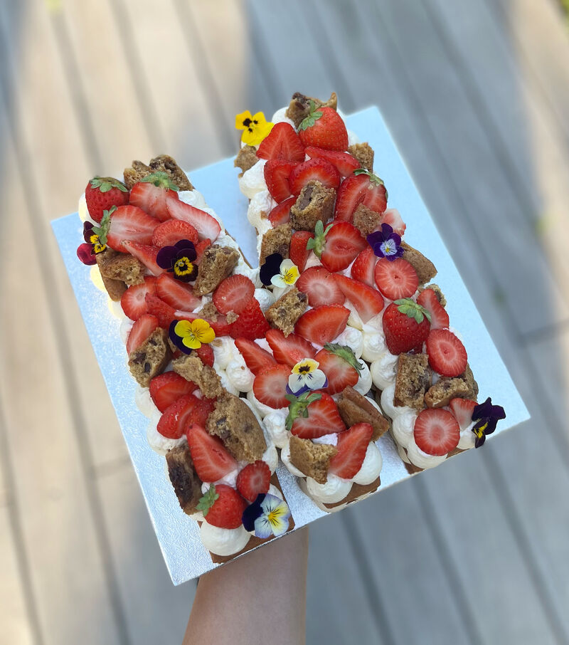 Lettercake vanille fraises