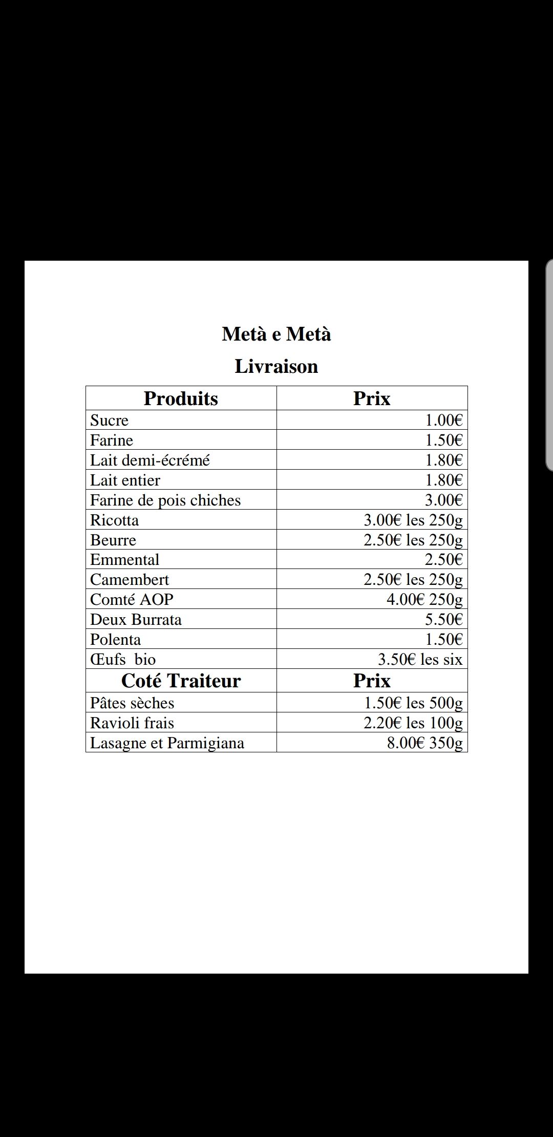 Livraison tous les samedis