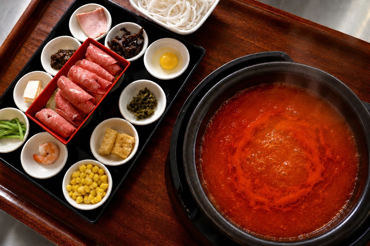 Tomato Soup with Beef Slices