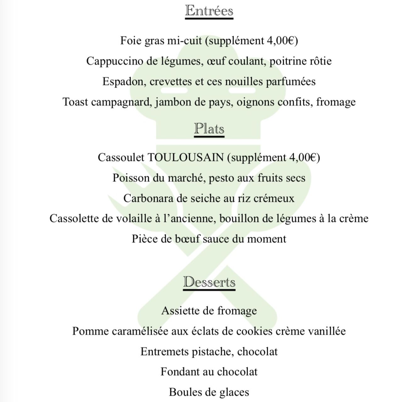 Menu 1 octobre 2026