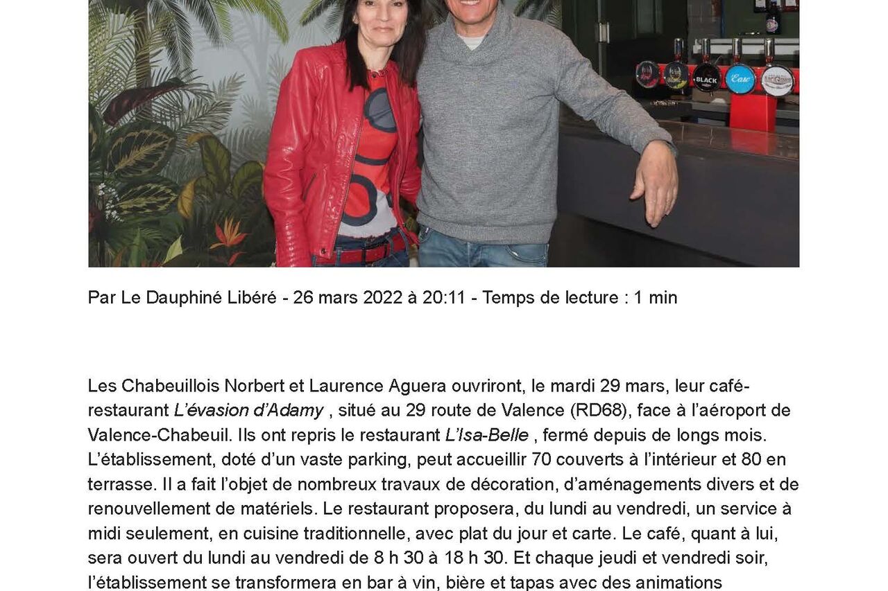 Article du Dauphiné du 26 mars