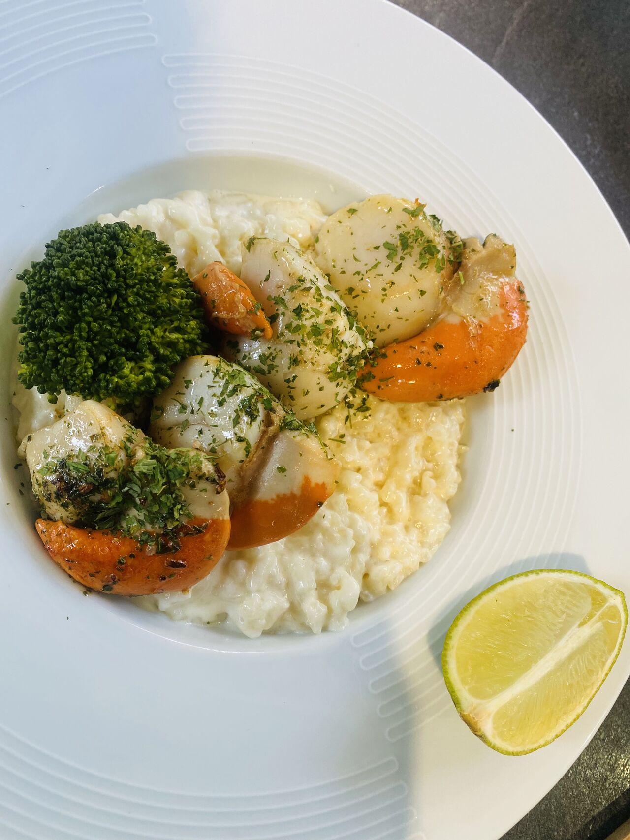 Risotto maison aux St Jacques fraîches