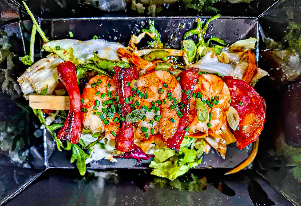 Brochette de crevettes et chorizo 