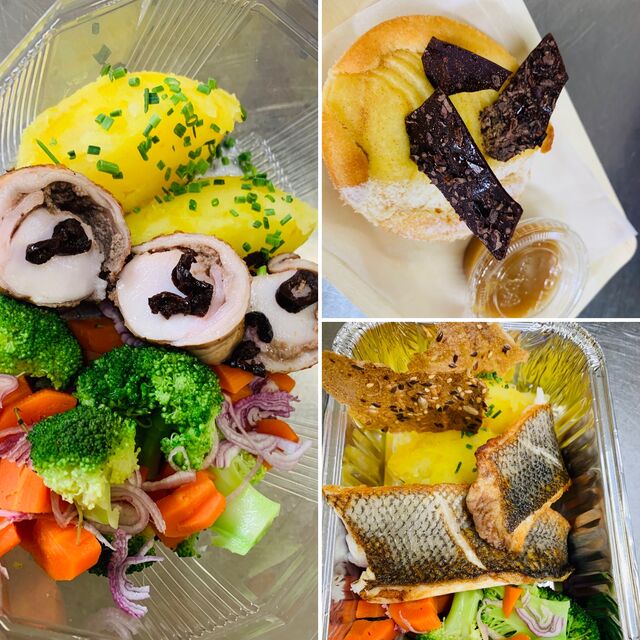 Plat Emporter : Table de lapin filet de bar cake à la pomme