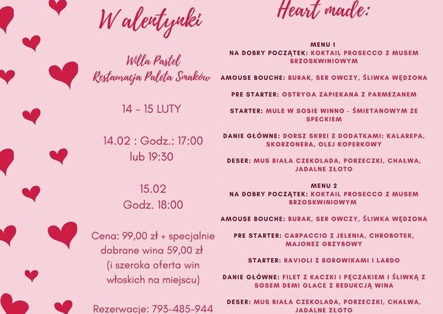Walentynki w Restauracji Paleta Smaków