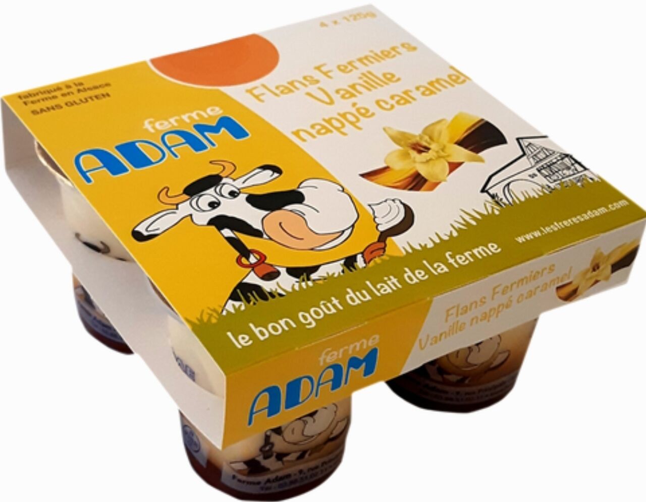 Flans vanille nappé caramel Ferme Adam - 4x125gr - 2,19€