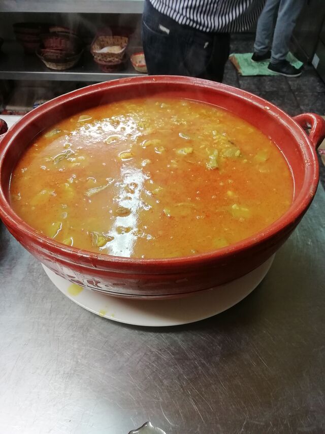 arroz caldoso de pulpo y alcachofas