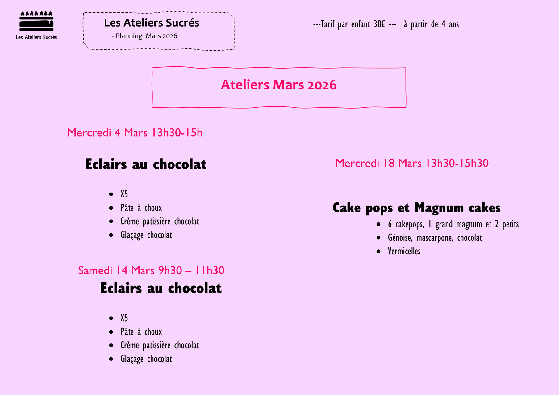 ateliers enfants mars
