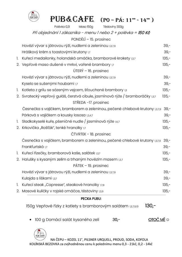 Denní menu od 15. PROSINCE