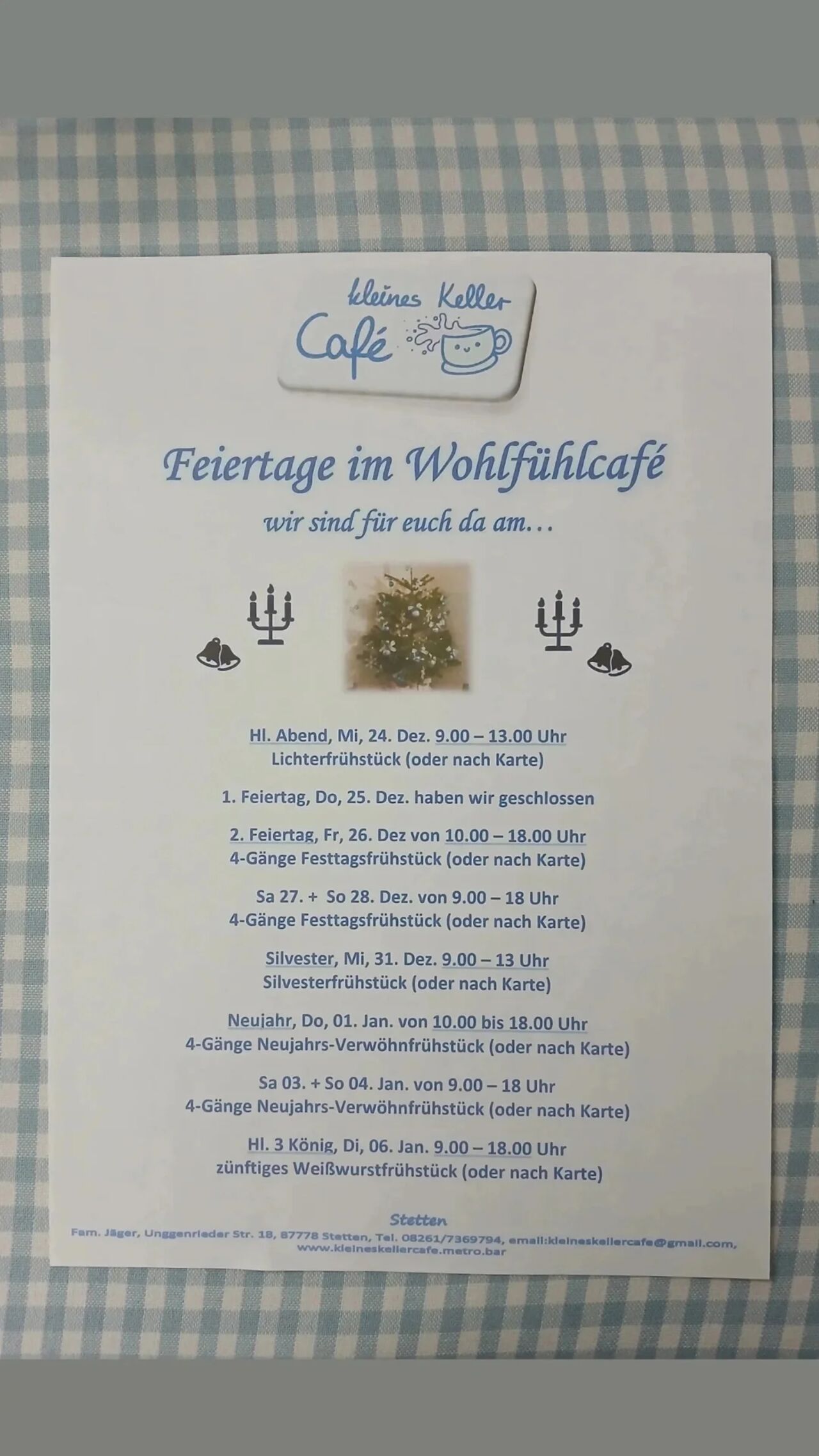 Feiertage im Wohlfühlcafé