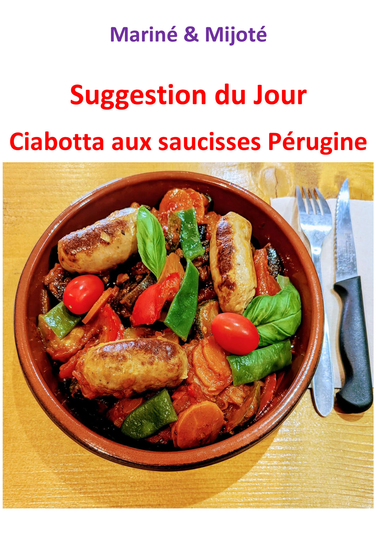 Suggestion du jeudi 30 Juillet 2026