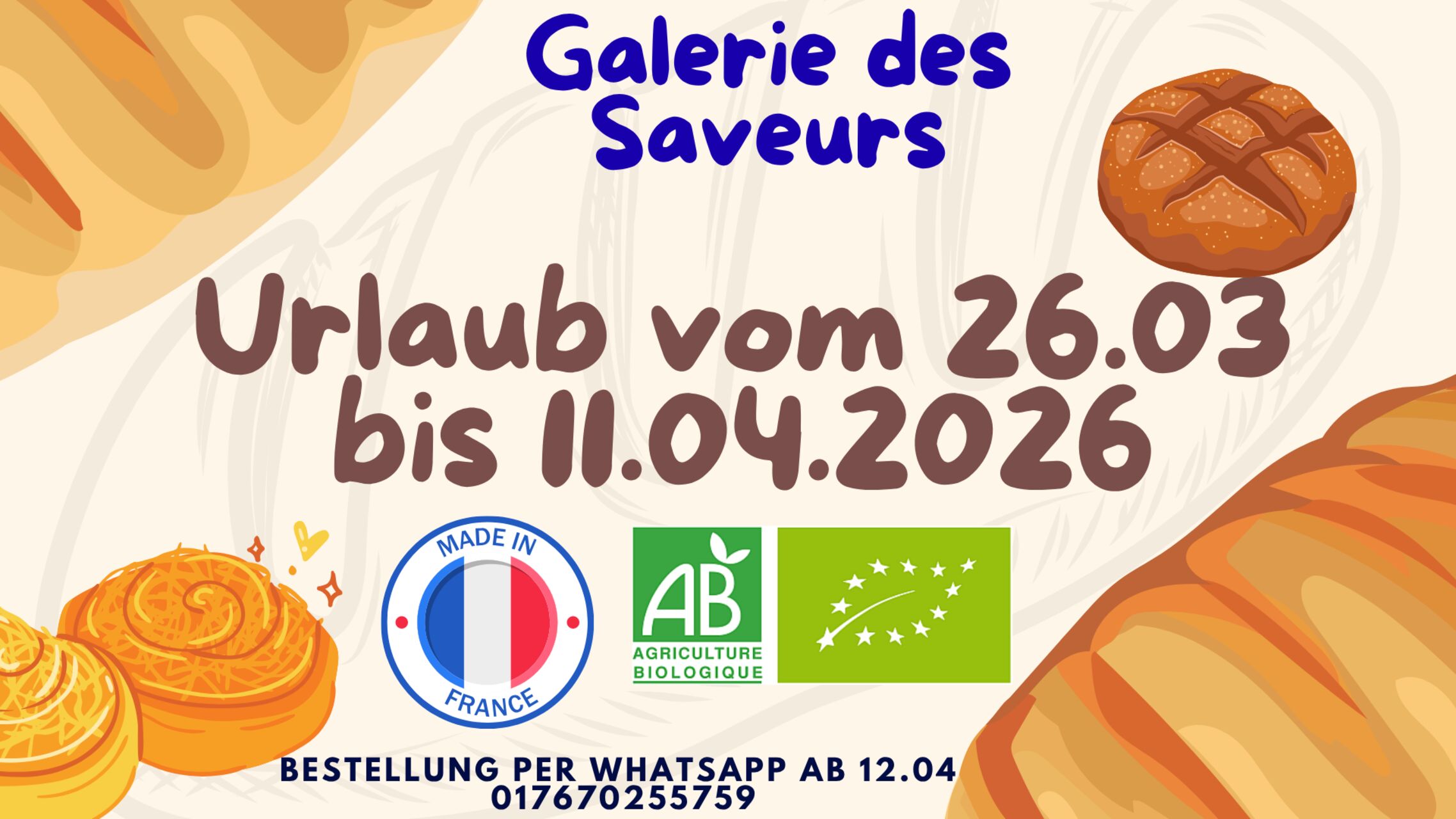 Urlaub vom 26.03 - 11.04.2026