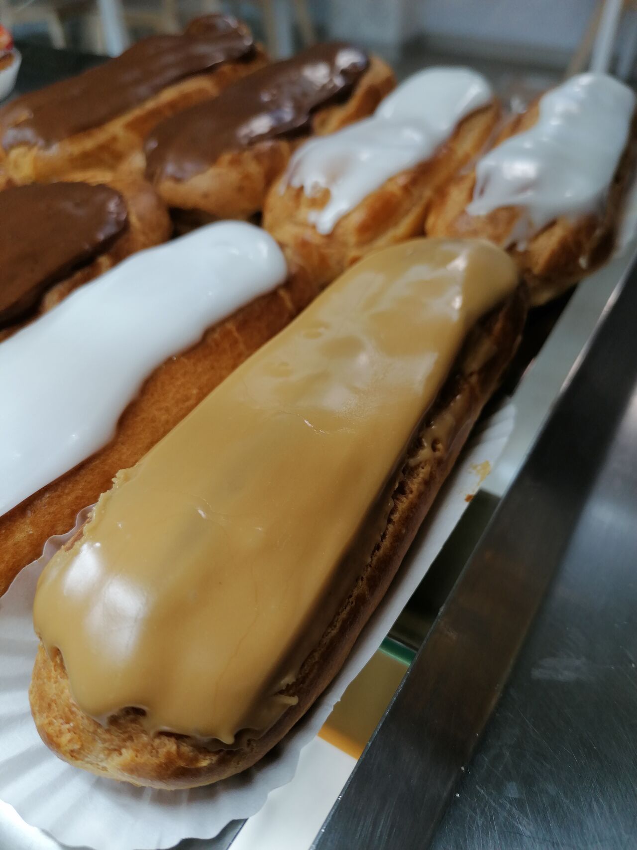 Éclair
Recheio de baunilha, chocolate e café