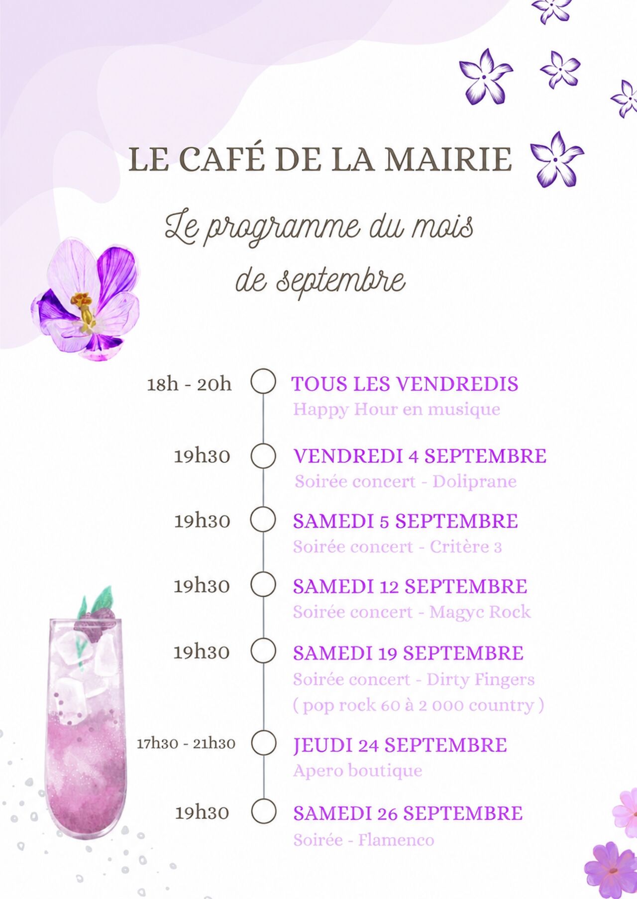 PROGRAMME DU MOIS DE SEPTEMBRE