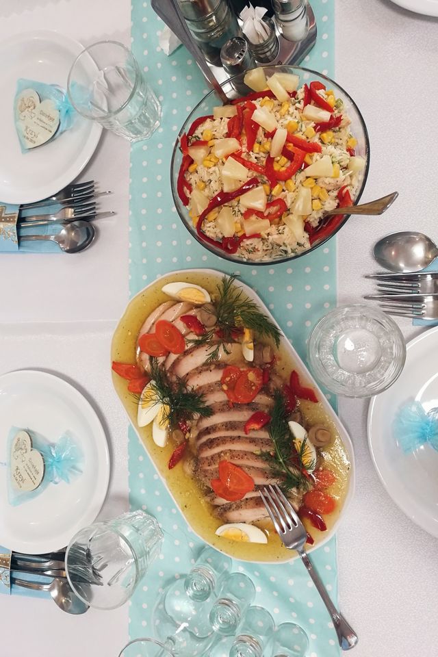 Indyk w galarecie oraz sałatka hawajska :)