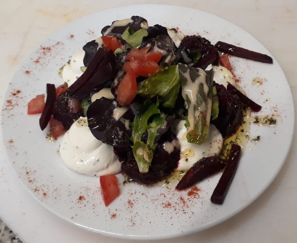 Betterave, crème de Philadelphia huile d'olive basilic