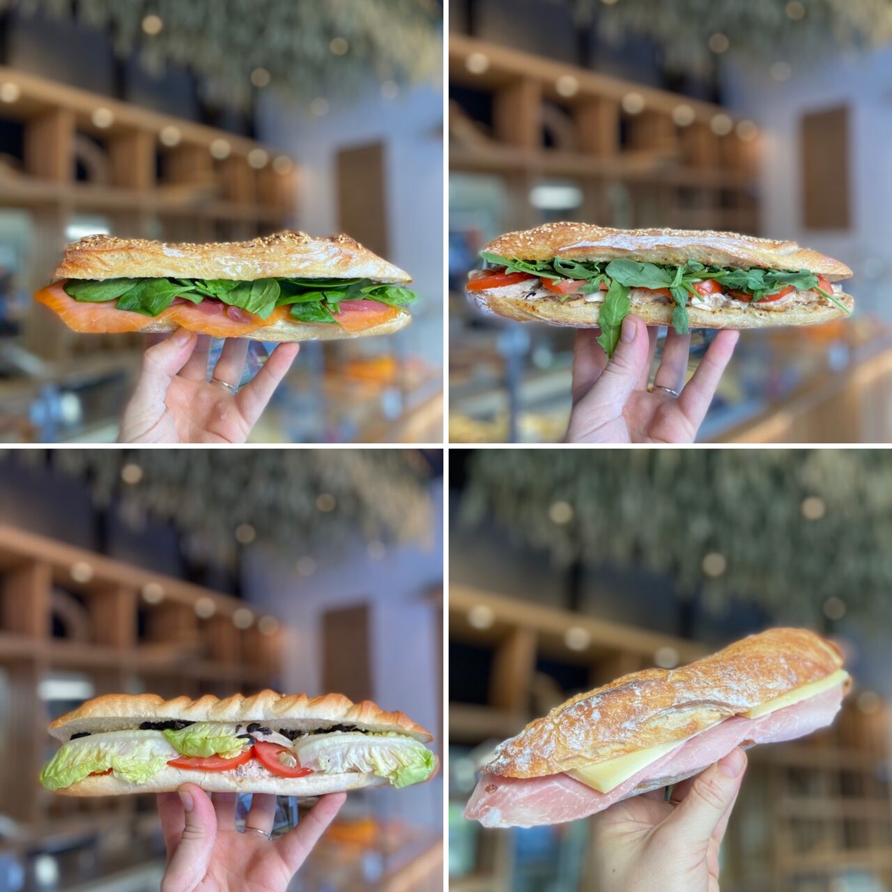 Nos sandwichs:
- saumon
- poulet
- thon crudités
- jambon beurre comté 