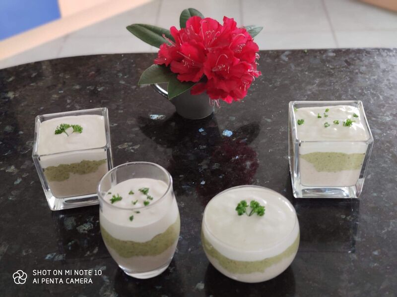 verrine fromage blanc et épinards