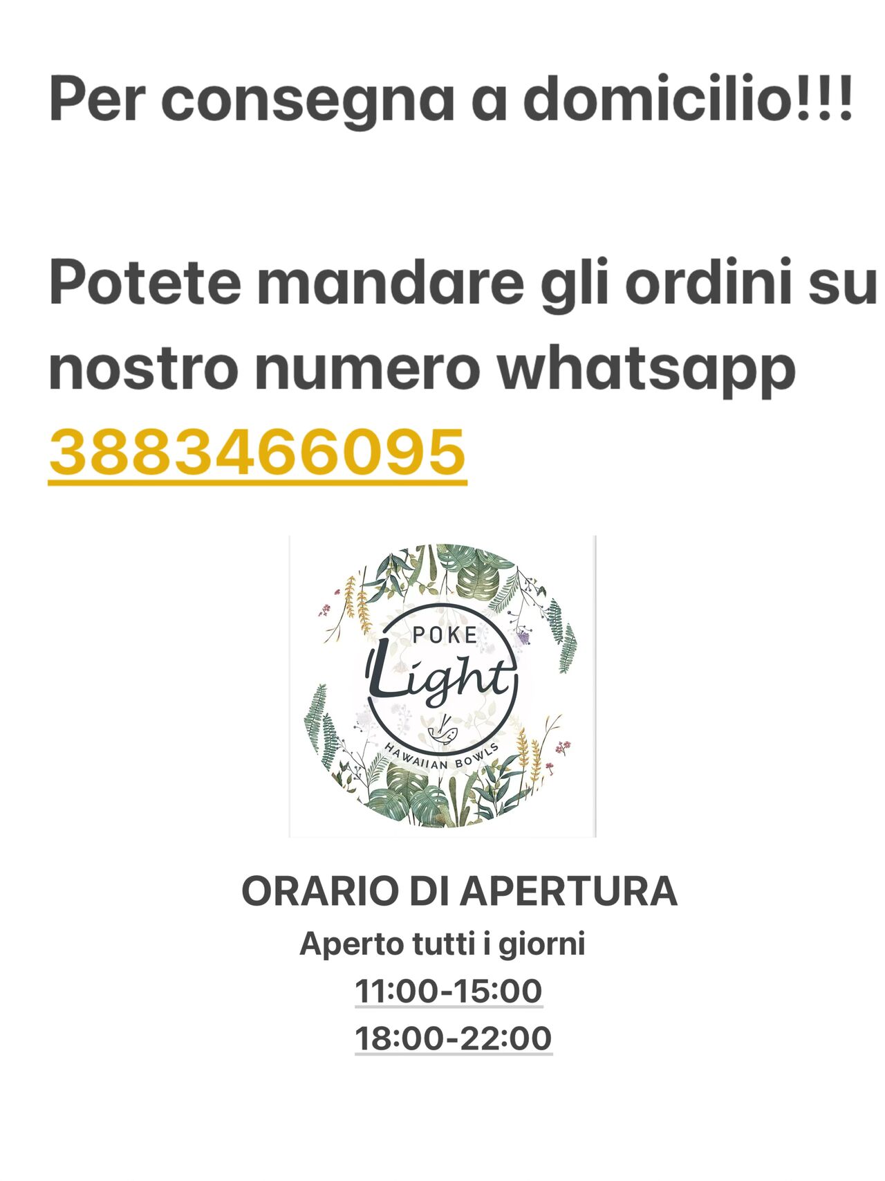 Facciamo anche consegna a domicilio!