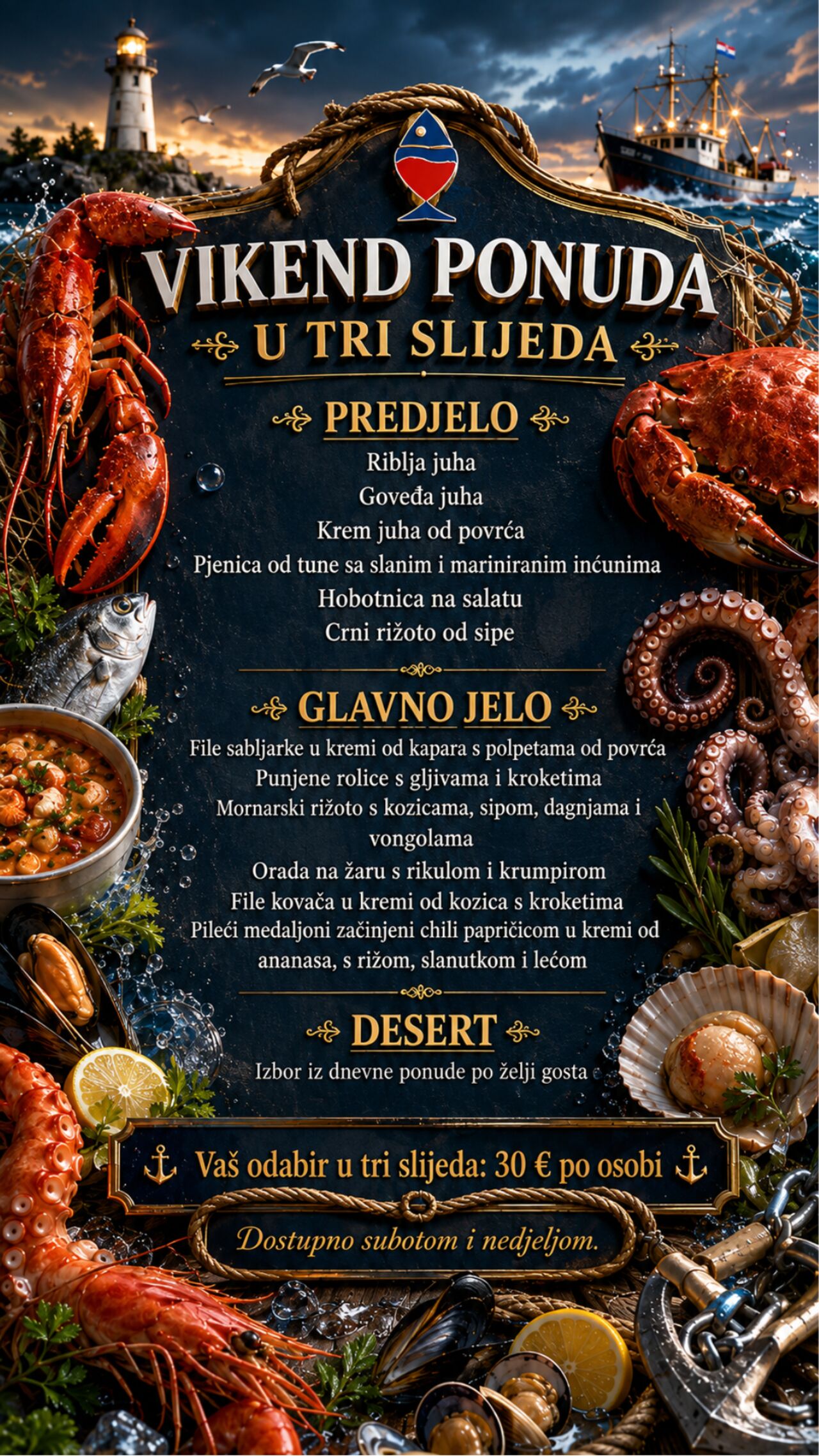 **Vikend meni u tri slijeda**