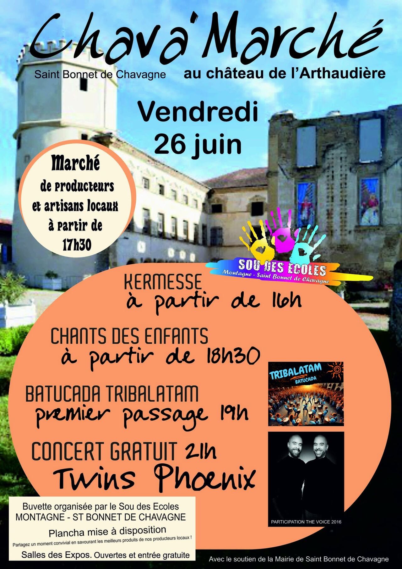 Chava'Marché au Château de l’Arthaudière à Saint-Bonnet-de-Chavagne.