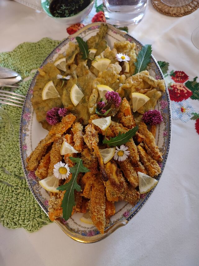 Feuilles de bourrache et patate douce panées 🌸