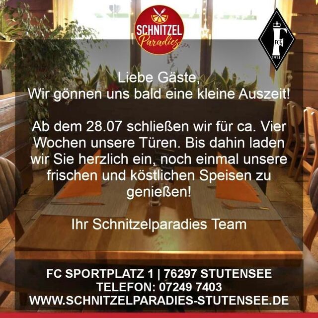 Ab 28.07 geschlossen