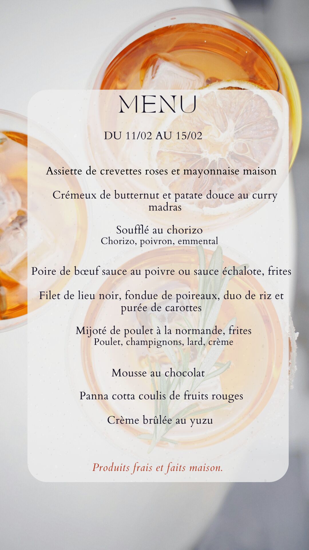 Menu du 11/02/25 au 15/02/25