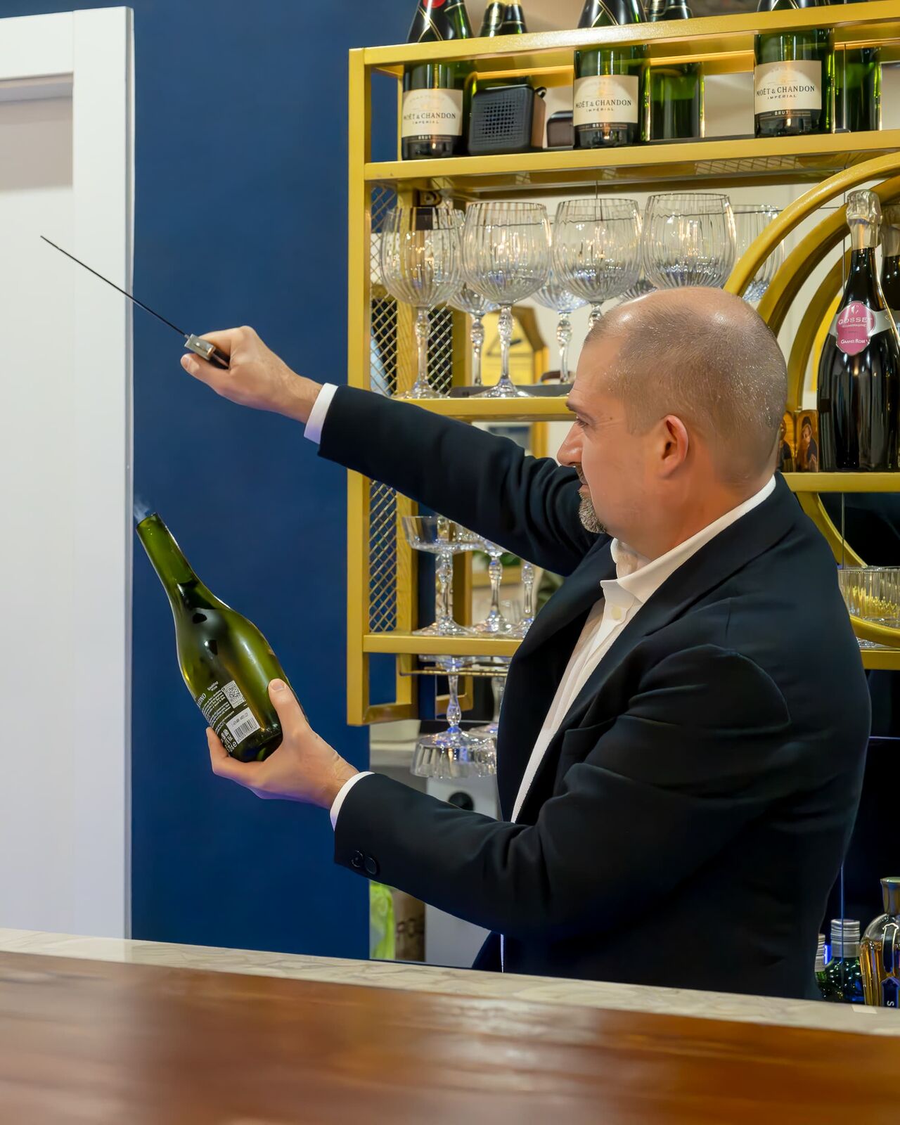 Sabrage: where sparkling wine is opened with a sabre