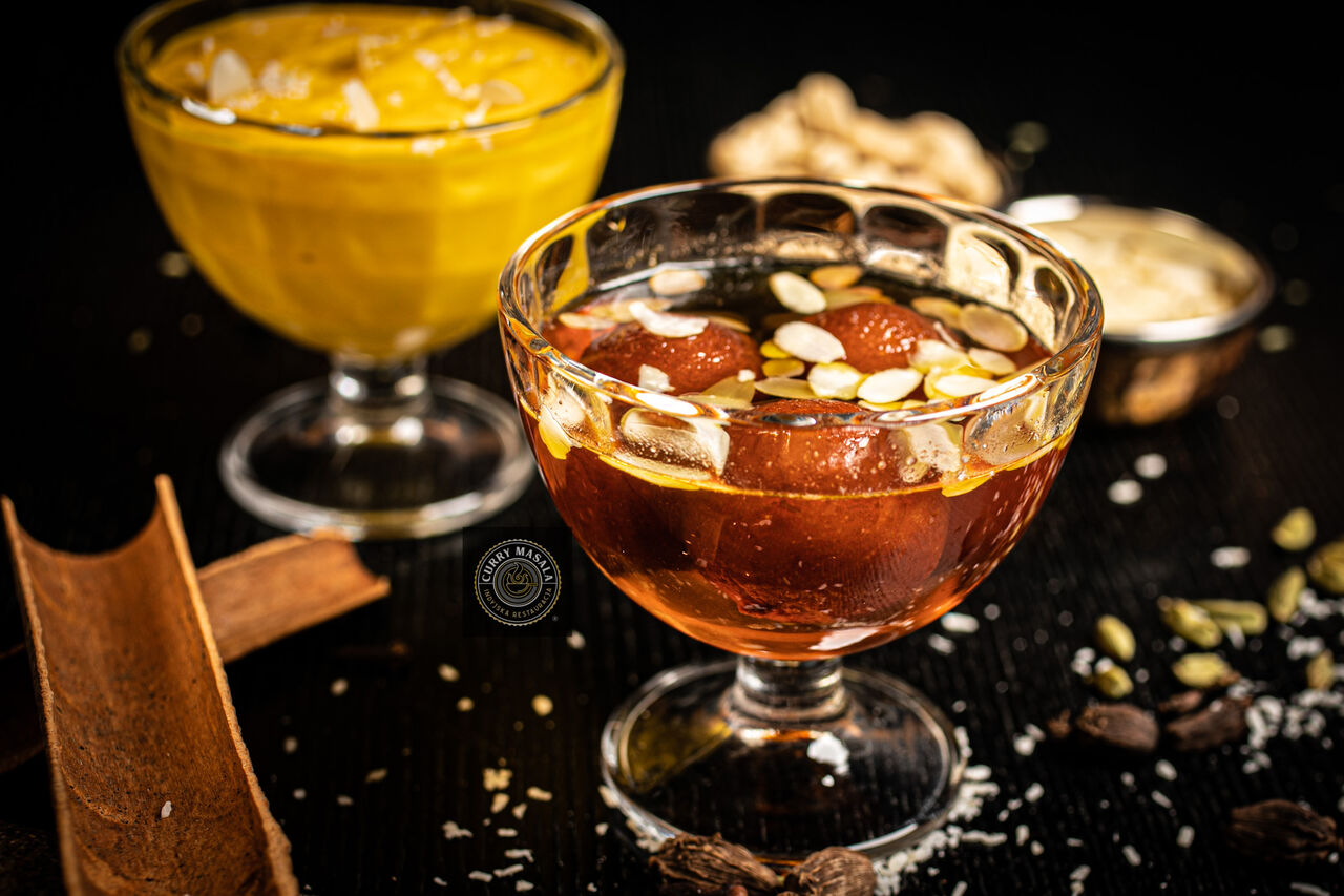 Desserts - Gulab Jamun and Mango Cream