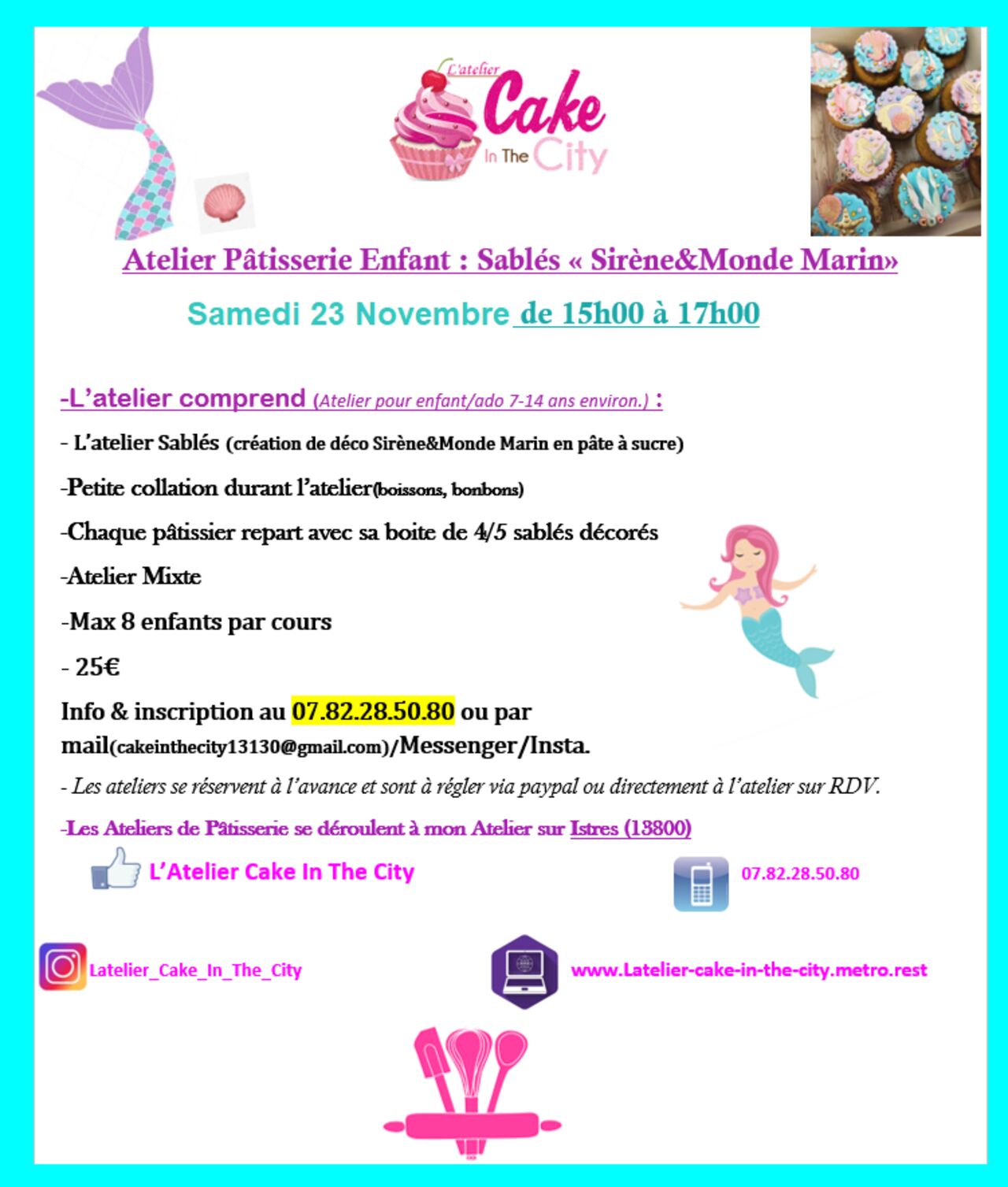 Atelier pâtisserie enfant : Sablés Sirène&Monde Marin