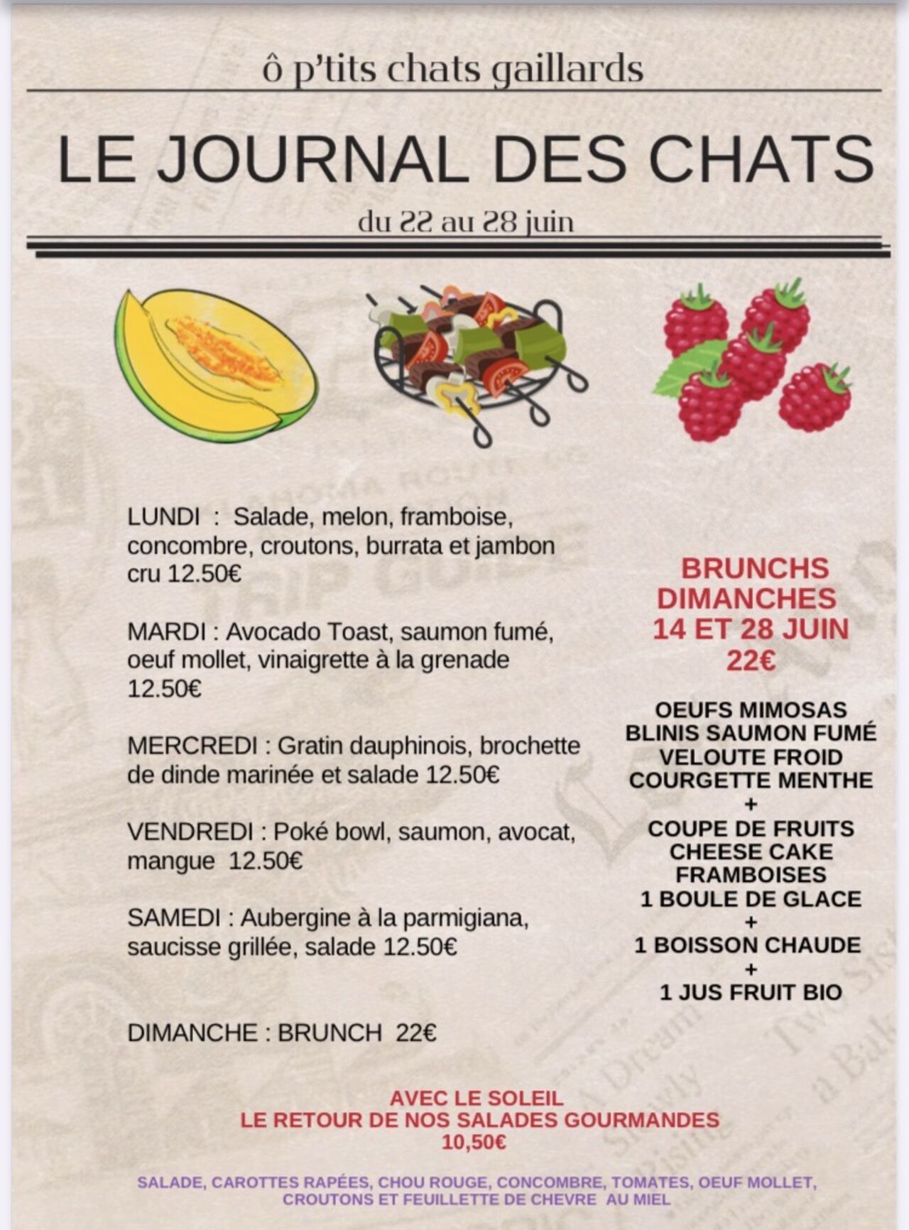 Menu du 22 au 28 juin