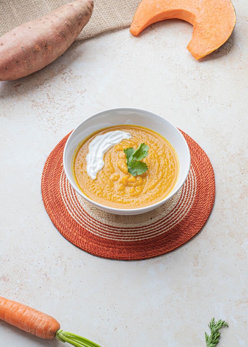 Soupe potimarron, butternut, patate douce, carottes ou aux légumes de saison à 14€90