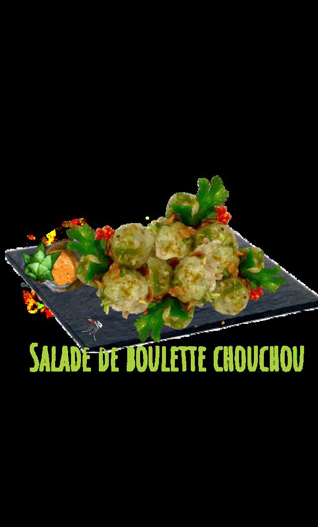 Salade de boulette de chouchou chouchou cest un légumes ( chayote )
boulette chouchou est composé des épices ,viande