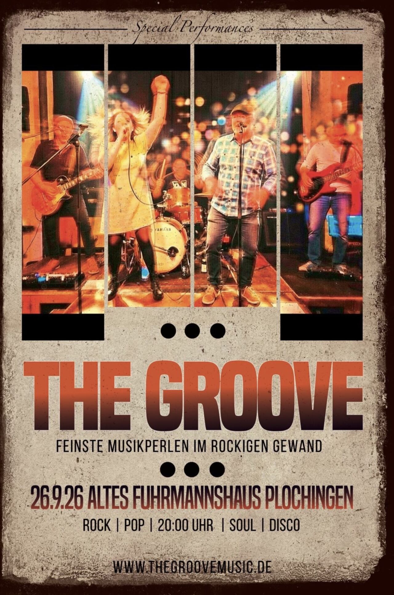 Am 26.09.26, Samstag "THE GROOVE" ab 20 Uhr