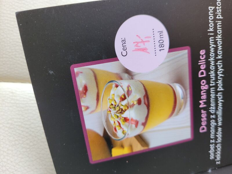 Nowości w Bistro
Lody deser sorbet z Mango 