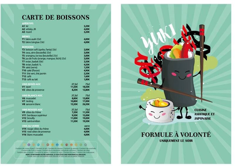 voici notre nouvelle carte pour le buffet a volonté qui est à 19.90€ et pour les enfants de moins de 10ans le prix est de 11.90€