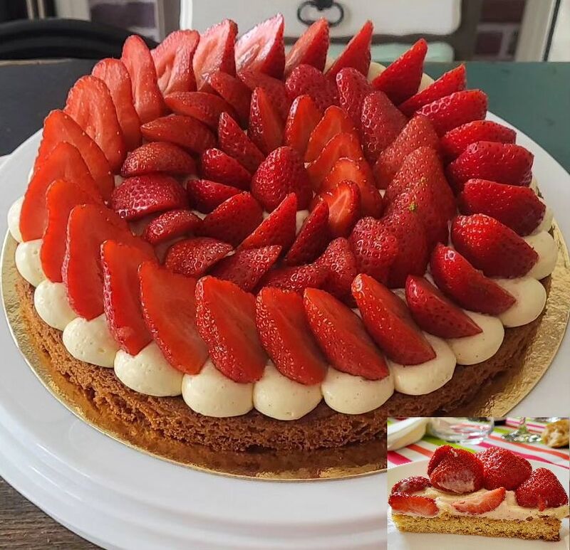 Tarte aux fraises - vanille (crème diplomate à la vanille)