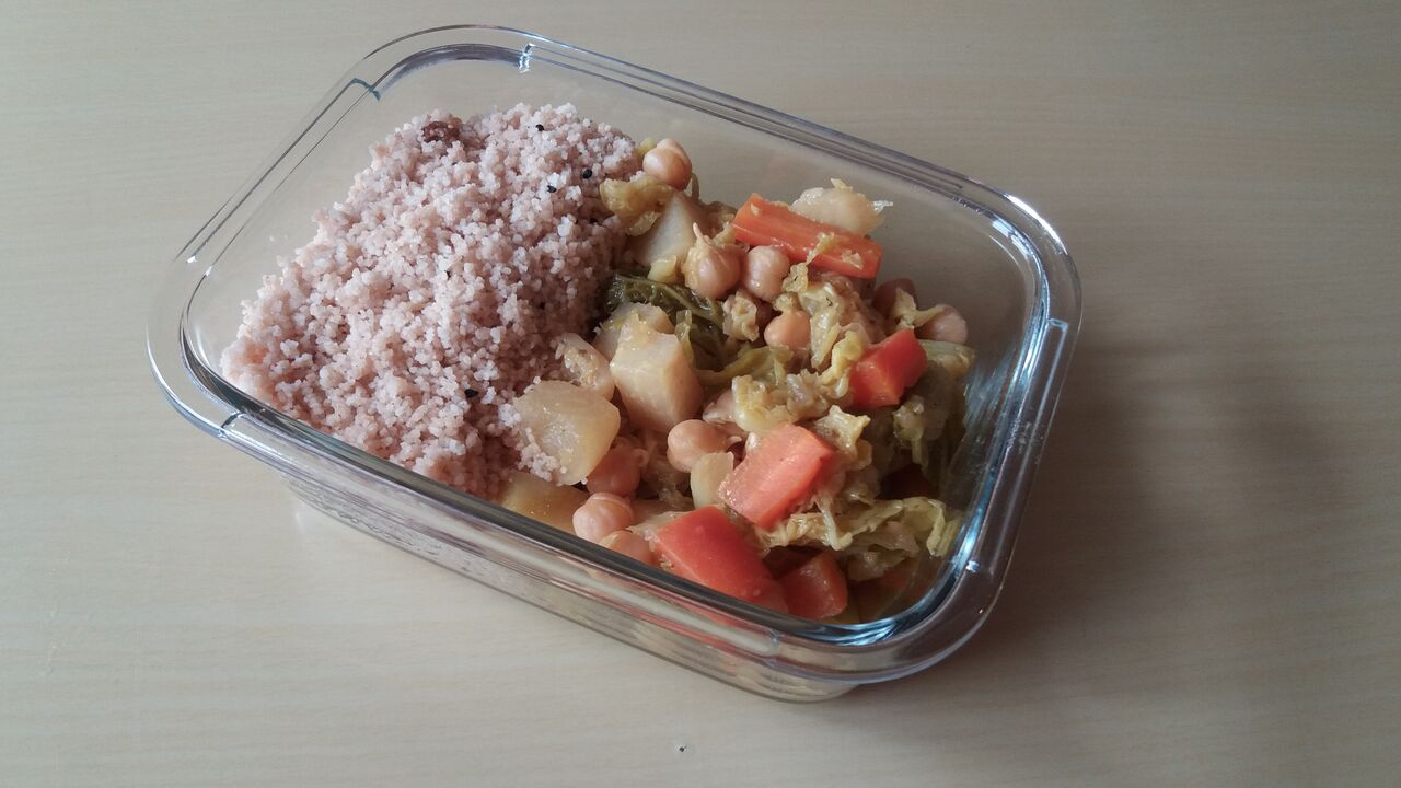 Couscous végétarien aux pois chiches germés